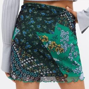 Urban Outfitters Black and Green Floral Skirt